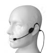 Headset microphone characterized by the effect of not conveying sounds and distortions from the headband when uttering the so-called explosive cosonants.